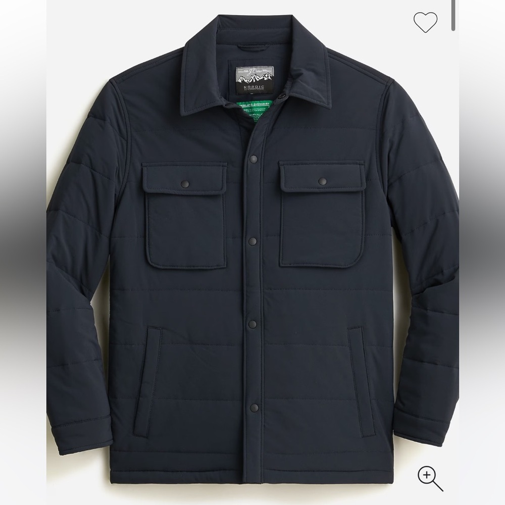 J.Crew Nordic Insulated Overshirt Mens XS Polyester Navy Blue Solid Primaloft!